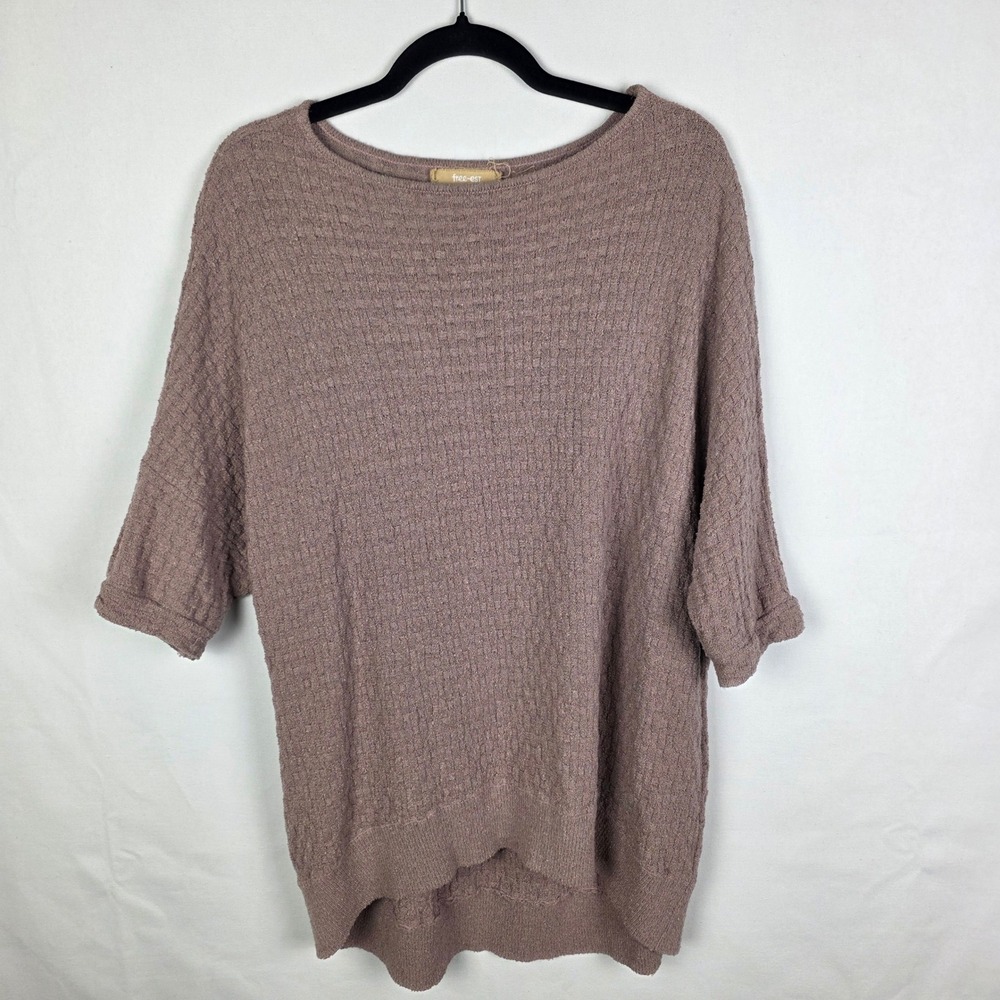 Free People Free-est Womens Mauve Textured Knit Oversized Dolman Top Large